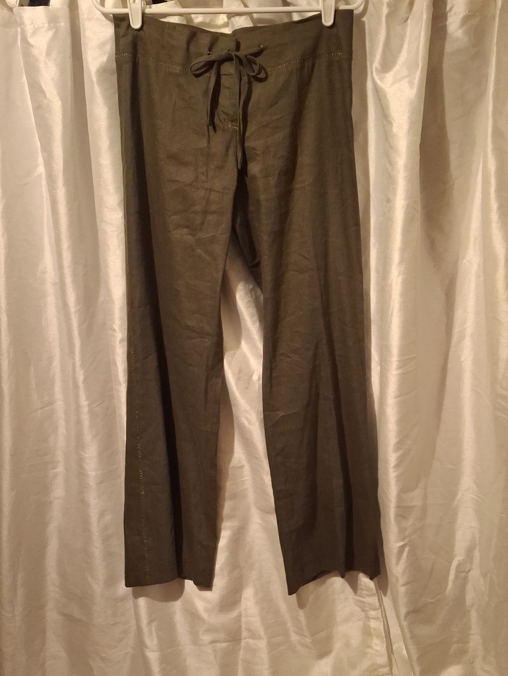 bebe Olive Drawstring Linen Blend Chinos